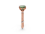 Rose gold Fancy Green Princess  Solitaire Twisted Band Prong Set Engagement Ring_31