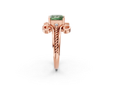 Rose gold Fancy Green Princess  Solitaire Twisted Band Scroll Prong Ring_5