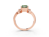 Rose gold Fancy Green Princess  Solitaire Twisted Band Scroll Prong Ring_6