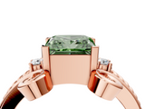 Rose gold Fancy Green Princess  Solitaire Twisted Band Scroll Prong Ring_7