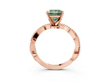 Rose gold Fancy Green Princess  Solitaire Twisted Band with Bead Prong Setting_33