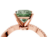 Rose gold Fancy Green Princess  Solitaire Twisted Band with Bead Prong Setting_34