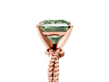 Rose gold Fancy Green Princess  Solitaire Twisted Band with Bead Prong Setting_35