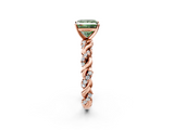 Rose gold Fancy Green Princess  Solitaire Twisted Band with Pavé Accents and Four-Prong Setting_2