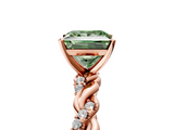 Rose gold Fancy Green Princess  Solitaire Twisted Band with Pavé Accents and Four-Prong Setting_5