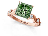Rose gold Fancy Green Princess  Solitaire Twisted Band with Prong Setting 1