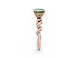 Rose gold Fancy Green Princess  Solitaire Twisted Band with Prong Setting 2