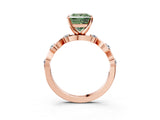 Rose gold Fancy Green Princess  Solitaire Twisted Band with Prong Setting 3