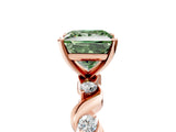 Rose gold Fancy Green Princess  Solitaire Twisted Band with Prong Setting 5