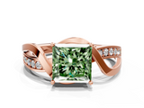 Rose gold Fancy Green Princess  Solitaire Twisted Band with Prong Setting_3