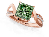 Rose gold Fancy Green Princess  Solitaire Twisted Band with Prong Setting_4