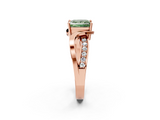Rose gold Fancy Green Princess  Solitaire Twisted Band with Prong Setting_5