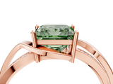 Rose gold Fancy Green Princess  Solitaire Twisted Band with Prong Setting_7