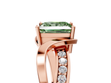 Rose gold Fancy Green Princess  Solitaire Twisted Band with Prong Setting_8