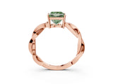 Rose gold Fancy Green Princess  Solitaire Twisted Pave Diamond Ring with Four-Prong Setting_105