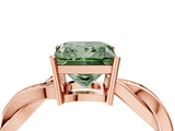 Rose gold Fancy Green Princess  Solitaire Twisted Pave Diamond Ring with Four-Prong Setting_106