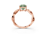 Rose gold Fancy Green Princess  Solitaire Twisted Pave Diamond Ring with Four-Prong Setting_15