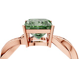 Rose gold Fancy Green Princess  Solitaire Twisted Pave Diamond Ring with Four-Prong Setting_16