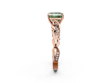 Rose gold Fancy Green Princess  Solitaire Vine Band with Milgrain Prong Setting_5
