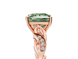 Rose gold Fancy Green Princess  Solitaire Vine Band with Milgrain Prong Setting_8