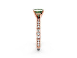 Rose gold Fancy Green Princess  Solitaire with Pavé Band and Four-Prong Setting_32