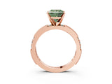 Rose gold Fancy Green Princess  Solitaire with Pavé Band and Four-Prong Setting_33