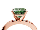 Rose gold Fancy Green Princess  Solitaire with Pavé Band and Four-Prong Setting_34