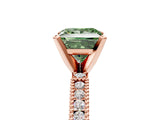 Rose gold Fancy Green Princess  Solitaire with Pavé Band and Four-Prong Setting_35