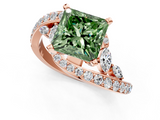 Rose gold Fancy Green Princess  Solitaire with Pavé Twist Band and Four-Prong Setting_1