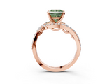 Rose gold Fancy Green Princess  Solitaire with Pavé Twist Band and Four-Prong Setting_3