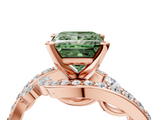 Rose gold Fancy Green Princess  Solitaire with Pavé Twist Band and Four-Prong Setting_4