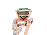 Rose gold Fancy Green Princess  Solitaire with Pavé Twist Band and Four-Prong Setting_5