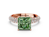 Rose gold Fancy Green Princess  Solitaire with Pave Band and Four-Prong Setting_3