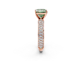 Rose gold Fancy Green Princess  Solitaire with Pave Band and Four-Prong Setting_5
