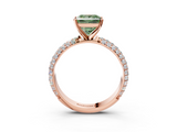 Rose gold Fancy Green Princess  Solitaire with Pave Band and Four-Prong Setting_6