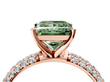 Rose gold Fancy Green Princess  Solitaire with Pave Band and Four-Prong Setting_7
