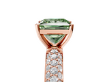Rose gold Fancy Green Princess  Solitaire with Pave Band and Four-Prong Setting_8