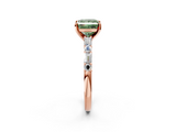 Rose gold Fancy Green Princess  Solitaire with Side Baguettes and Channel Set Band_2