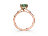 Rose gold Fancy Green Princess  Solitaire with Side Baguettes and Channel Set Band_3