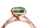 Rose gold Fancy Green Princess  Solitaire with Side Baguettes and Channel Set Band_4