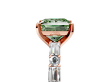 Rose gold Fancy Green Princess  Solitaire with Side Baguettes and Channel Set Band_5