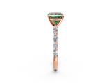 Rose gold Fancy Green Princess  Solitaire with Side Stones on a Pavé Band and Four-Prong Setting_2
