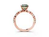 Rose gold Fancy Green Princess  Solitaire with Side Stones on a Pavé Band and Four-Prong Setting_3