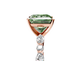 Rose gold Fancy Green Princess  Solitaire with Side Stones on a Pavé Band and Four-Prong Setting_5