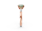 Rose gold Fancy Green Princess  Solitaire with Tapered Baguette Side Stones on a Classic Band with Four-Prong Setting_2