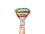 Rose gold Fancy Green Princess  Solitaire with Tapered Baguette Side Stones on a Classic Band with Four-Prong Setting_5