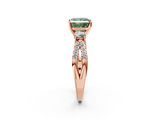 Rose gold Fancy Green Princess  Three-Stone Diamond Ring with Pavé Split Shank and Four-Prong Setting_2