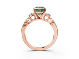 Rose gold Fancy Green Princess  Three-Stone Diamond Ring with Pavé Split Shank and Four-Prong Setting_3