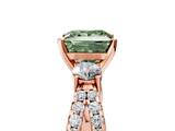 Rose gold Fancy Green Princess  Three-Stone Diamond Ring with Pavé Split Shank and Four-Prong Setting_5