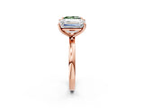 Rose gold Fancy Green Princess  and Emerald Cut Toi Moi Ring with Prong Setting_31